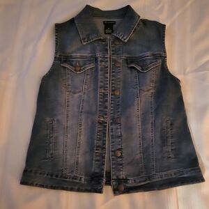 New Directions Blue Jean Vest Button-up Stretchy Versatile women size M